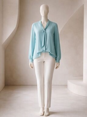 Vince Camuto Faux Wrap Tie Neck Blouse